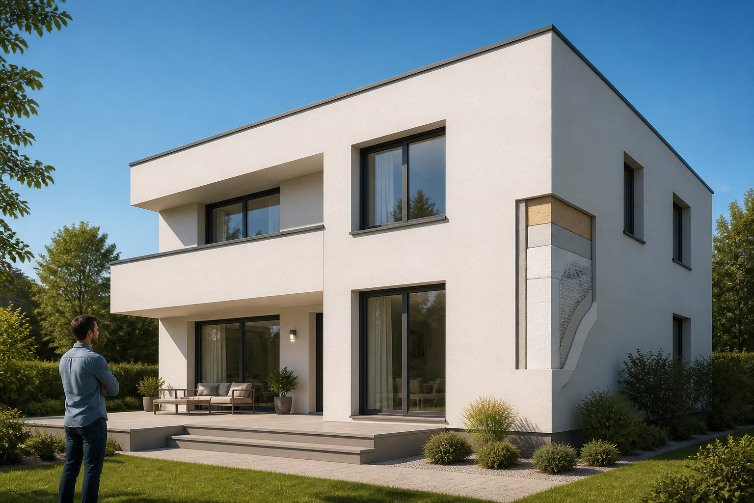 Facade moderne avec isolation etics